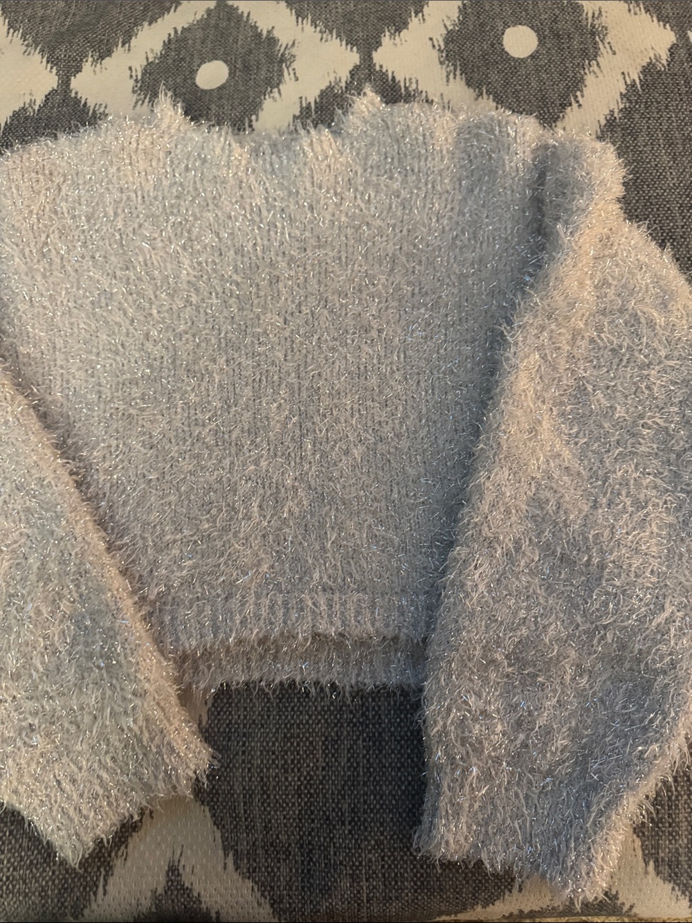 art class Light Gray Fuzzy Cropped Crew Sweater